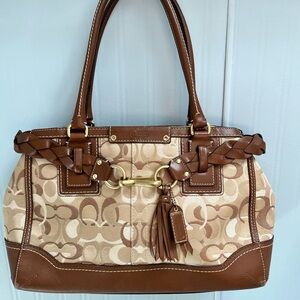 Coach Brown and Tan Tote Bag